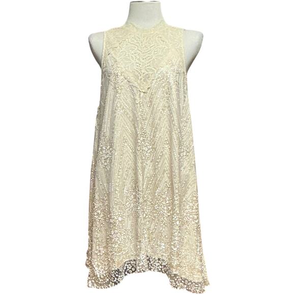 Southern Fried Chics Southern Serendipity Sleeveless Dress Cream Gold Glitter XL - Picture 2 of 8